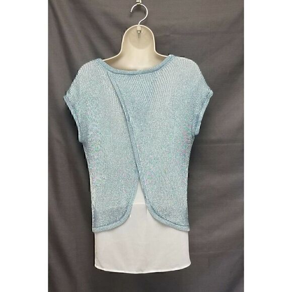 Chico's Blue Knit Double Layered Cap-Sleeve/Casual Tank Top size 0(US S/4) - Picture 4 of 4